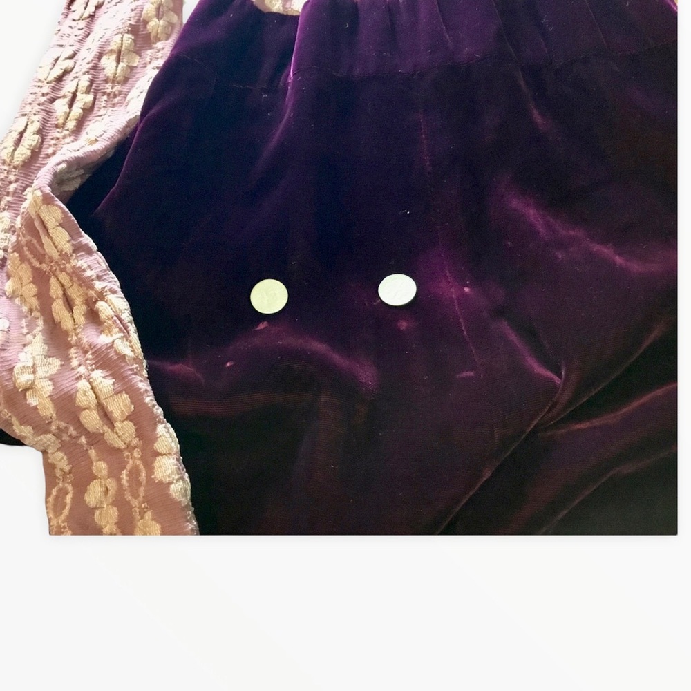 Vintage 70’s Young Inoccent Granny Core Dress Plum w/Purple Velvet Maxi - Picture 11 of 16